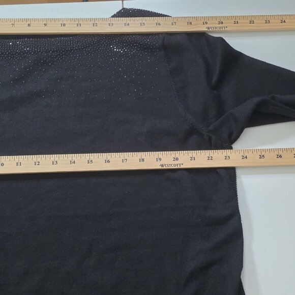 Cable & Gauge Plus Size Top 2x Black Rhinestones Half Sleeve Pullover Whimsigoth - Picture 5 of 14